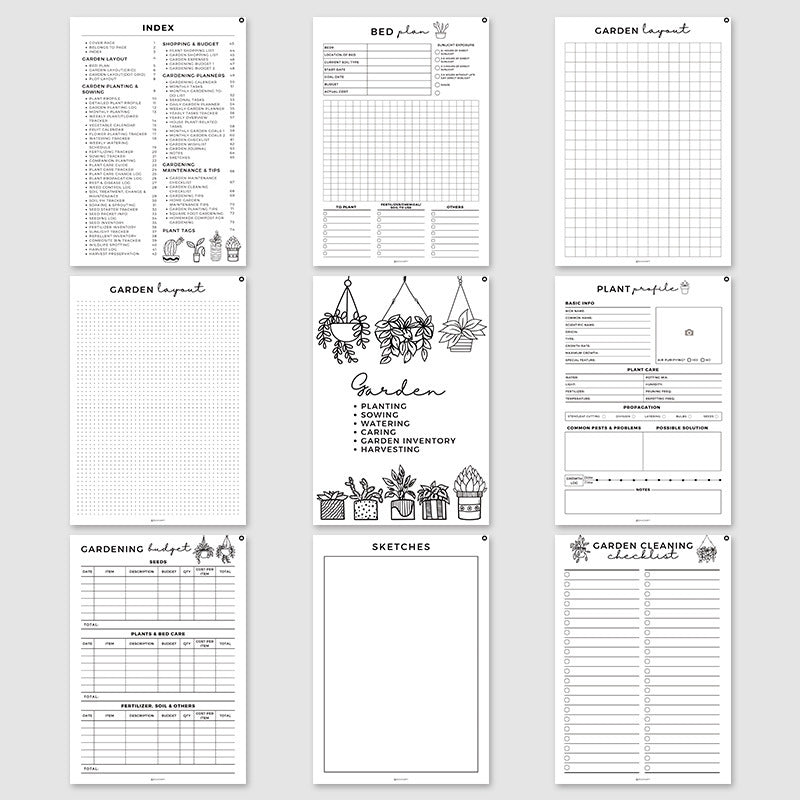 Garden Planner Journal & Plant Care Log Book with Layout Grids Watering Schedule and Budget Tracker