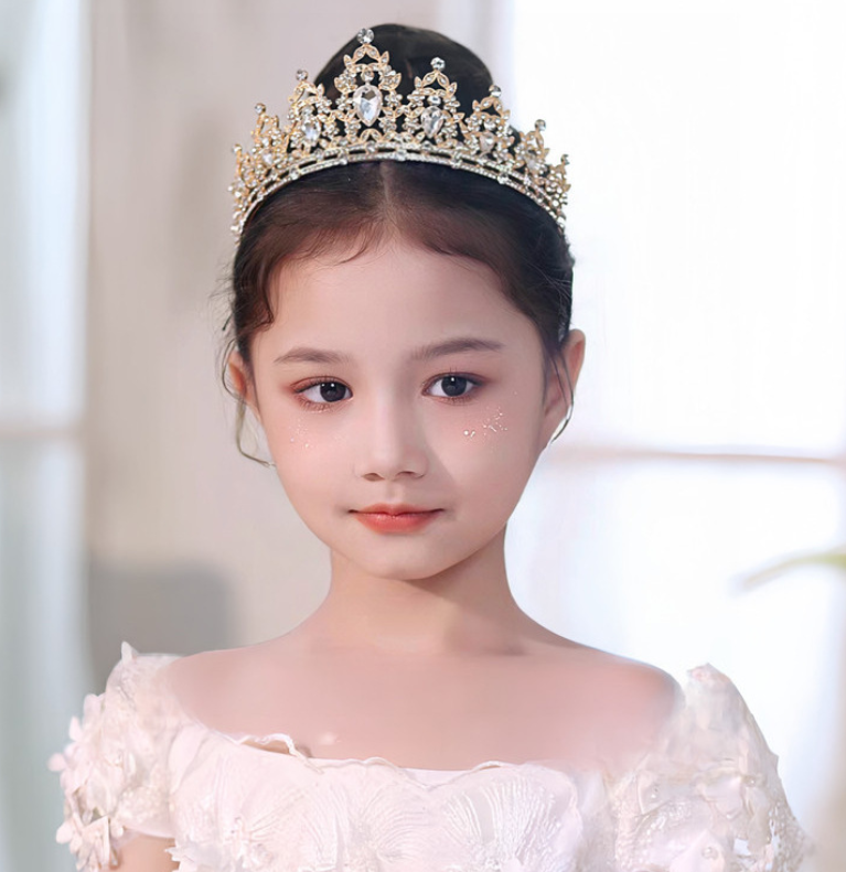 Gold Crystal Princess Tiara for Girls – Rhinestone Crown Headband for Birthdays, Weddings & Dress-Up