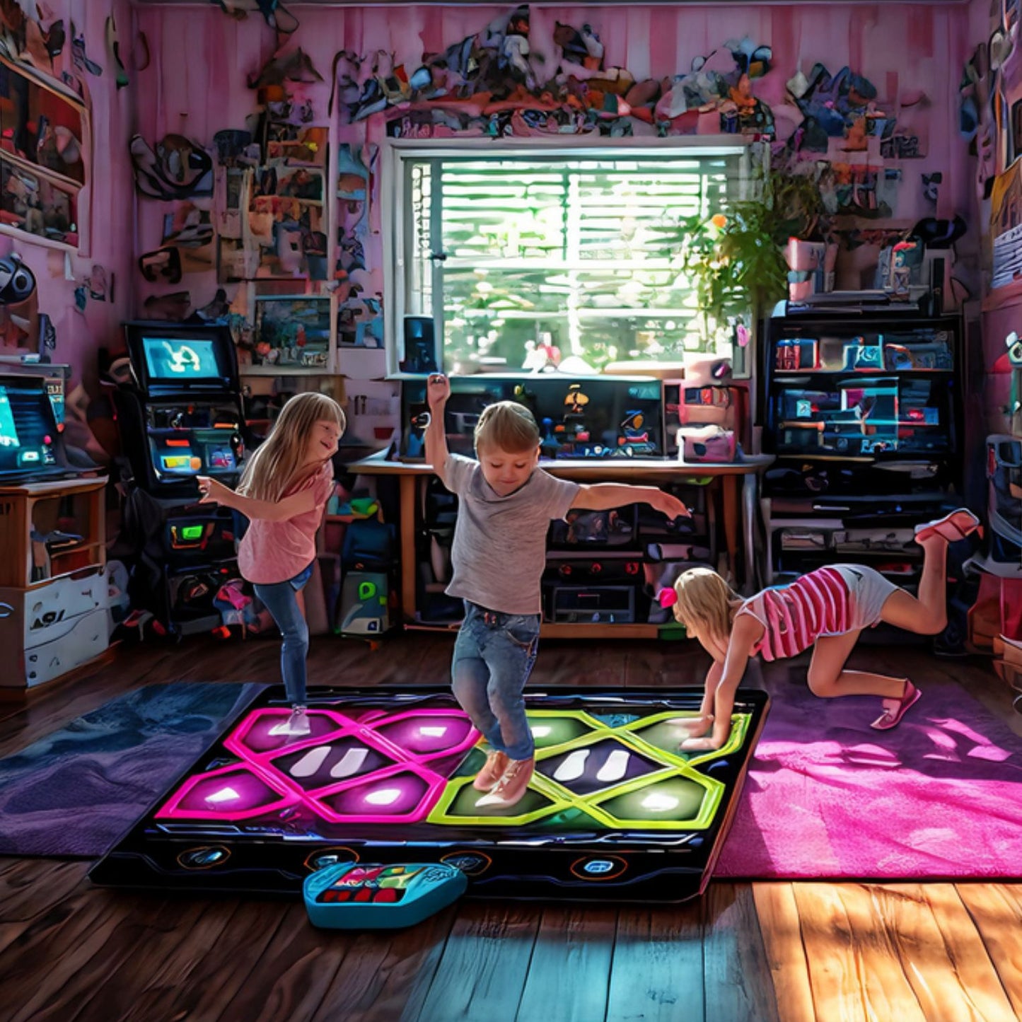 Kids Dual Player Dance Mat – Extra-Large Electronic Music Game Pad with Lights & Rhythm Modes