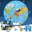 World Animal Jigsaw Puzzle - 70 Piece Round World Map for Fun Geography Learning