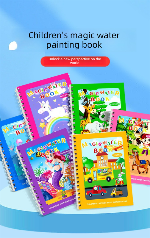 Magic Water Colouring Books Kids 2 Pack – Reusable Animals & Sea World Mess-Free Drawing Set