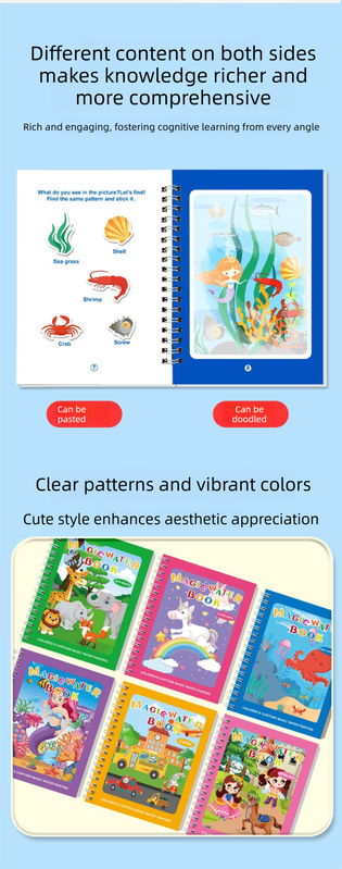 Magic Water Colouring Books Kids 2 Pack – Reusable Animals & Sea World Mess-Free Drawing Set