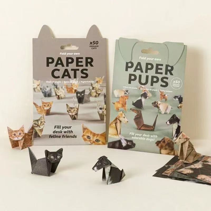 Geometric Paper Cats and Dogs Origami Craft Kit