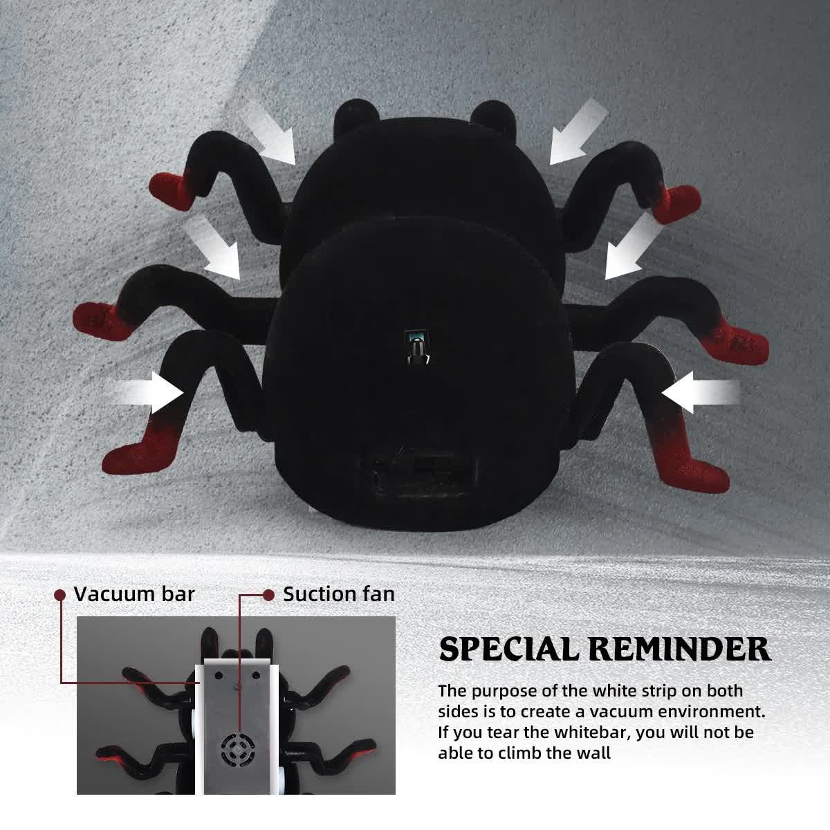 RC Wall Climbing Spider Toy – Remote Control Fuzzy Tarantula with LED Eyes & Rechargeable Battery