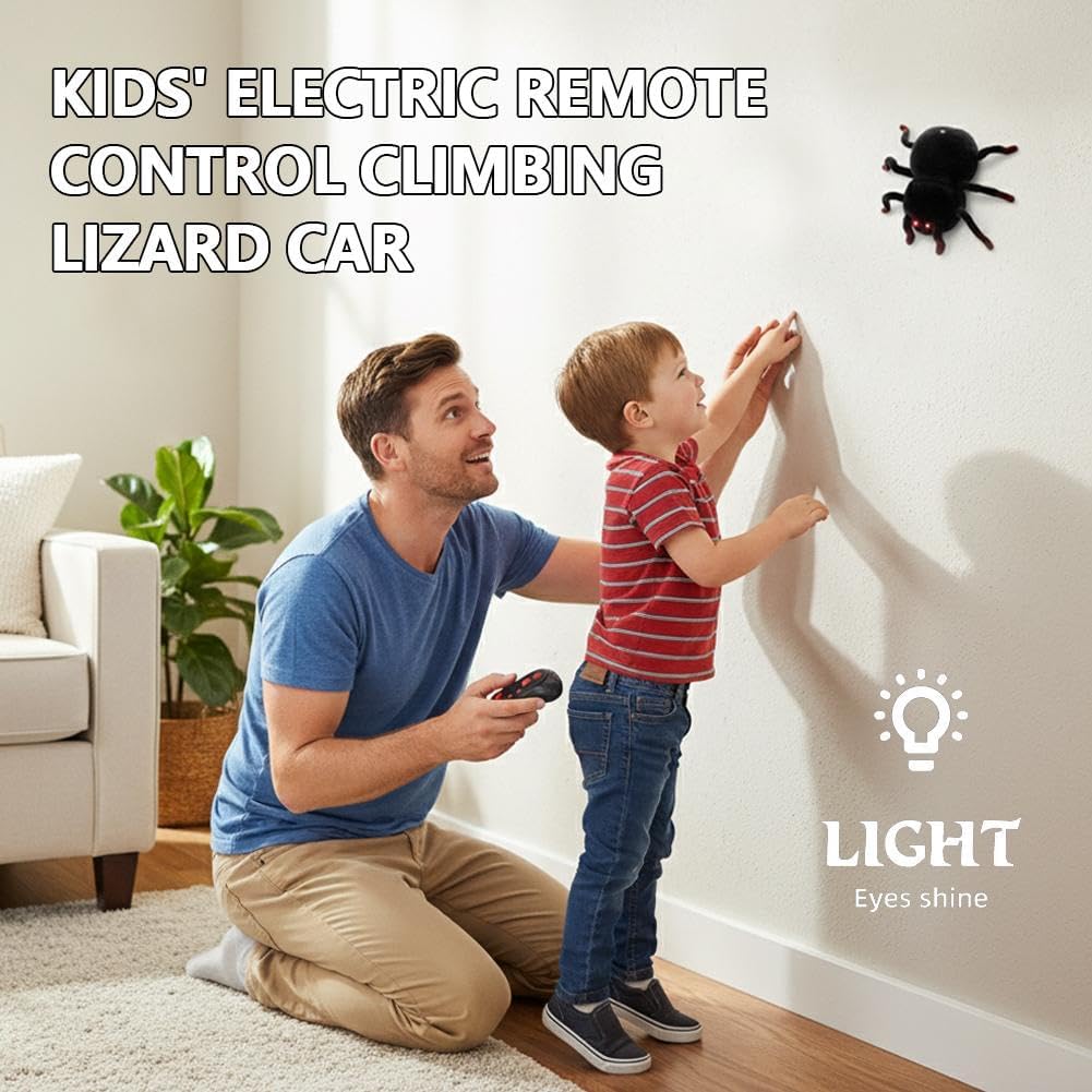 RC Wall Climbing Spider Toy – Remote Control Fuzzy Tarantula with LED Eyes & Rechargeable Battery
