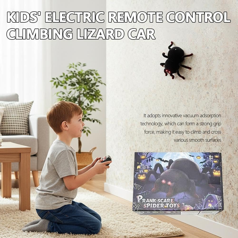 RC Wall Climbing Spider Toy – Remote Control Fuzzy Tarantula with LED Eyes & Rechargeable Battery