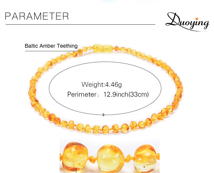 Golden Honey Baltic Amber Baby Necklace (33cm, Hand-Knotted)