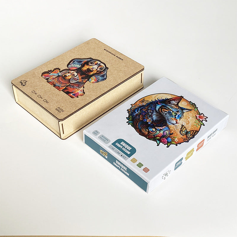 Irregular Wooden Puzzle – “Mother & Puppy” A3 (33×43cm), 210 Pieces, 4mm Thick Artistic Jigsaw Gift & Display Puzzle