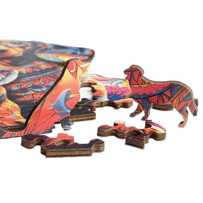 Irregular Wooden Puzzle – “Curly-Haired Cat” A3 (33×43cm), 210 Pieces, 4mm Thick Artistic Jigsaw Gift & Display Puzzle
