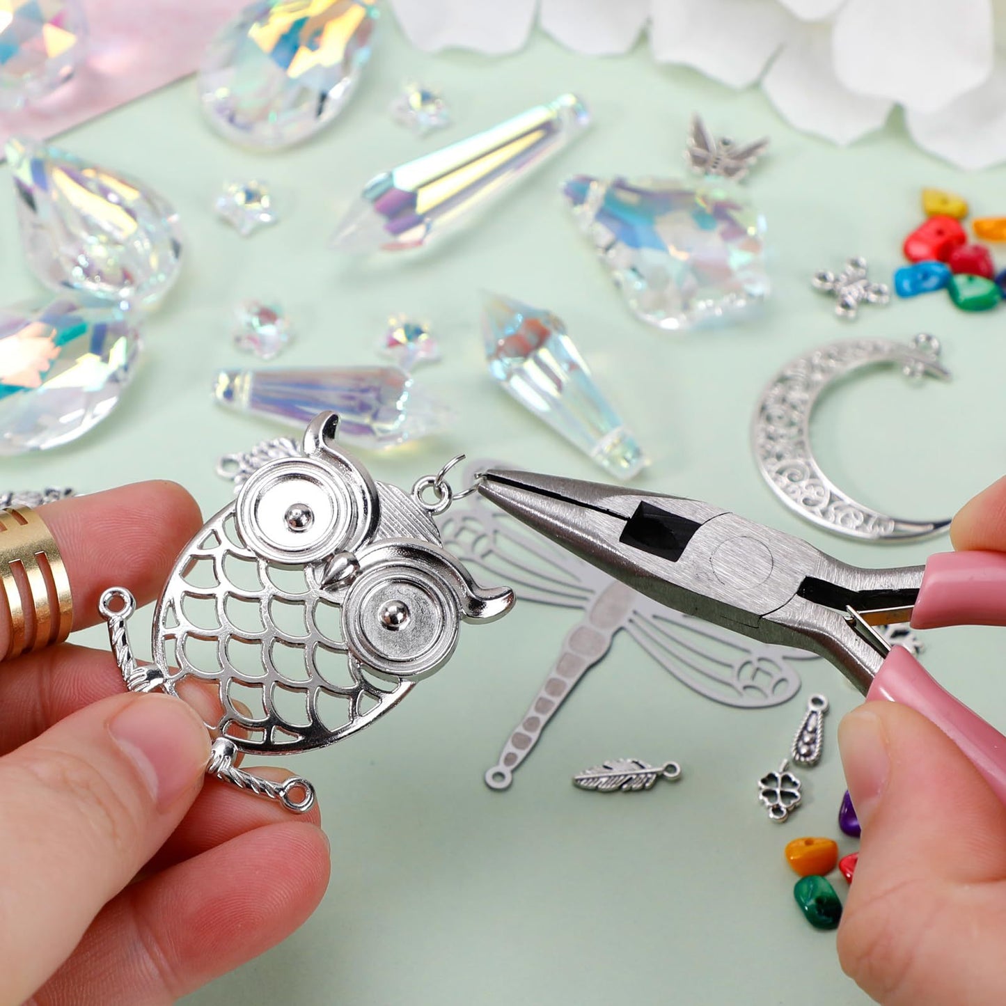 460PCS DIY Suncatcher Making Kit with Storage Box – Crystal Prism Craft Set for Window Hanging Decor & Creative DIY Projects