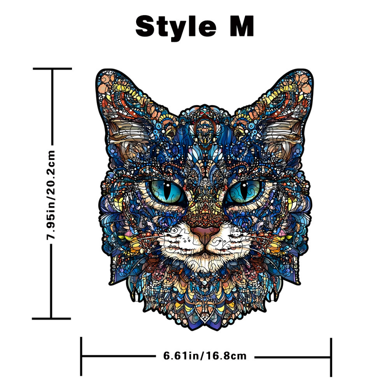 Blue-Eyed Cat Wooden Puzzle with DIY Piggy Bank – Medium (116 Pieces) Irregular Jigsaw Shape, Premium Laser-Cut Art Puzzle Gift (M Size)