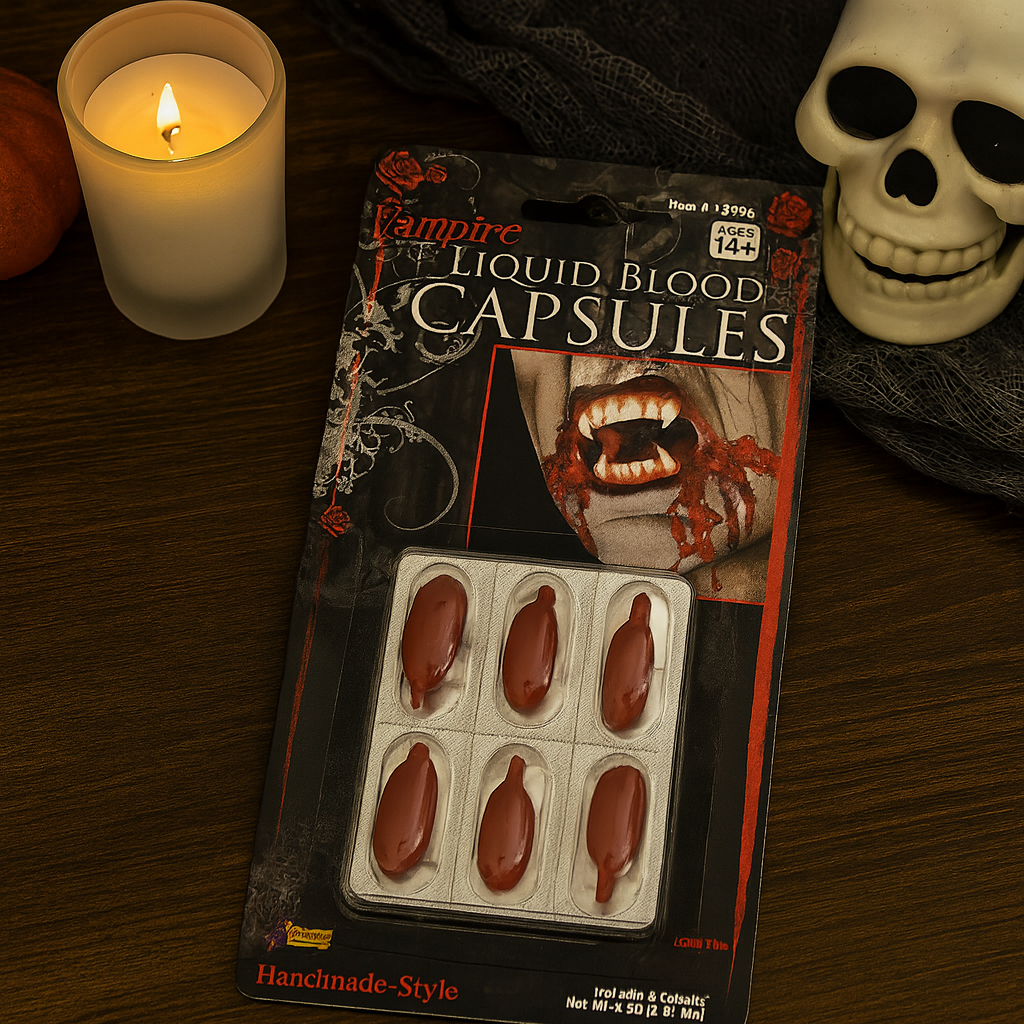 Vampire Blood Capsules 6-Pack – Bite-Activated FX Liquid Blood for Halloween Costume