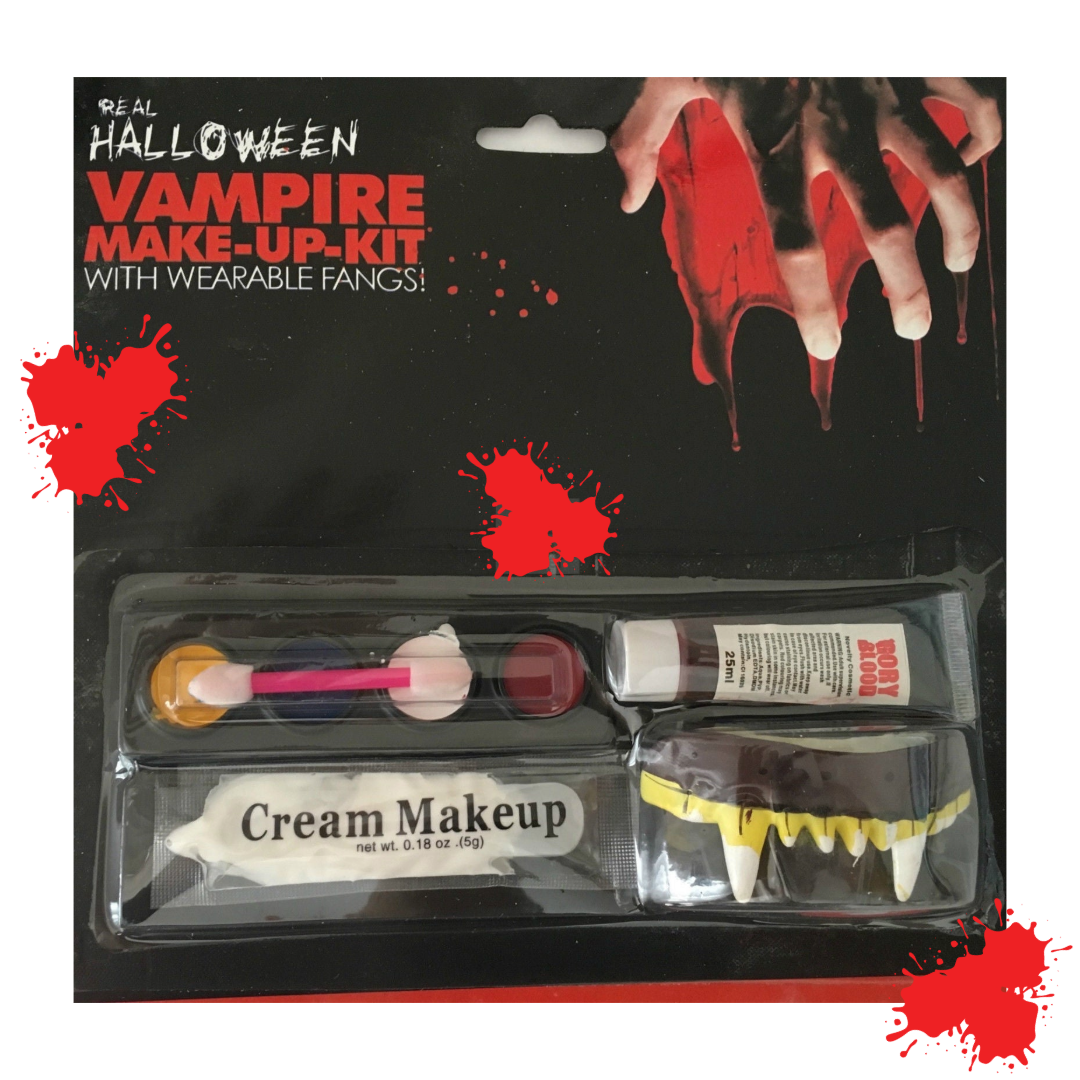 Vampire Make-Up Kit with Wearable Fangs for Costume Party