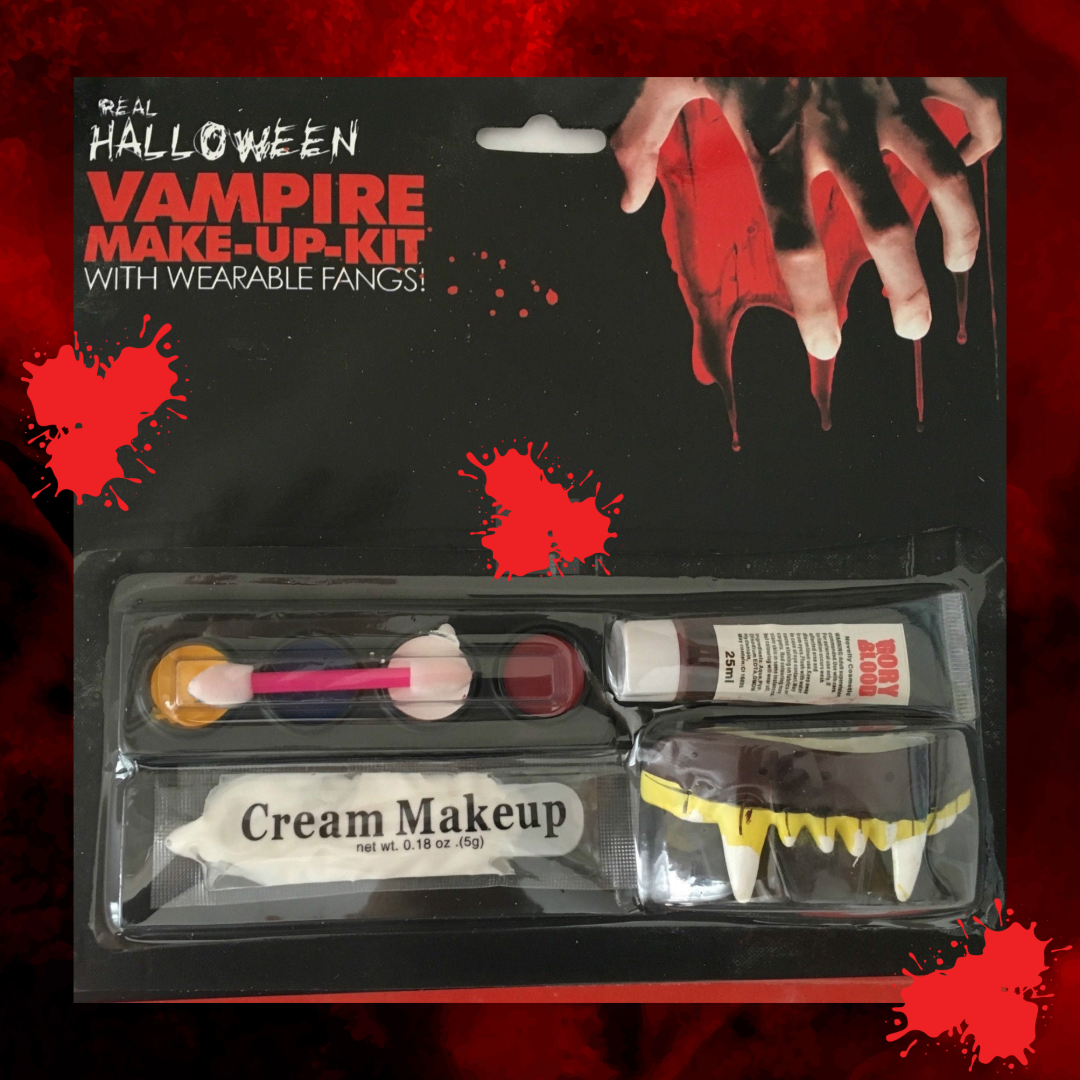 Vampire Make-Up Kit with Wearable Fangs for Costume Party