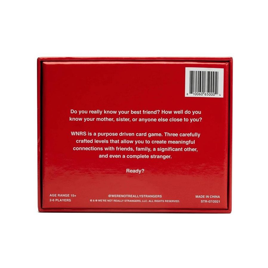 The We're Not Really Strangers Card Game – Deep Conversation & Relationship Building Game Back of Box