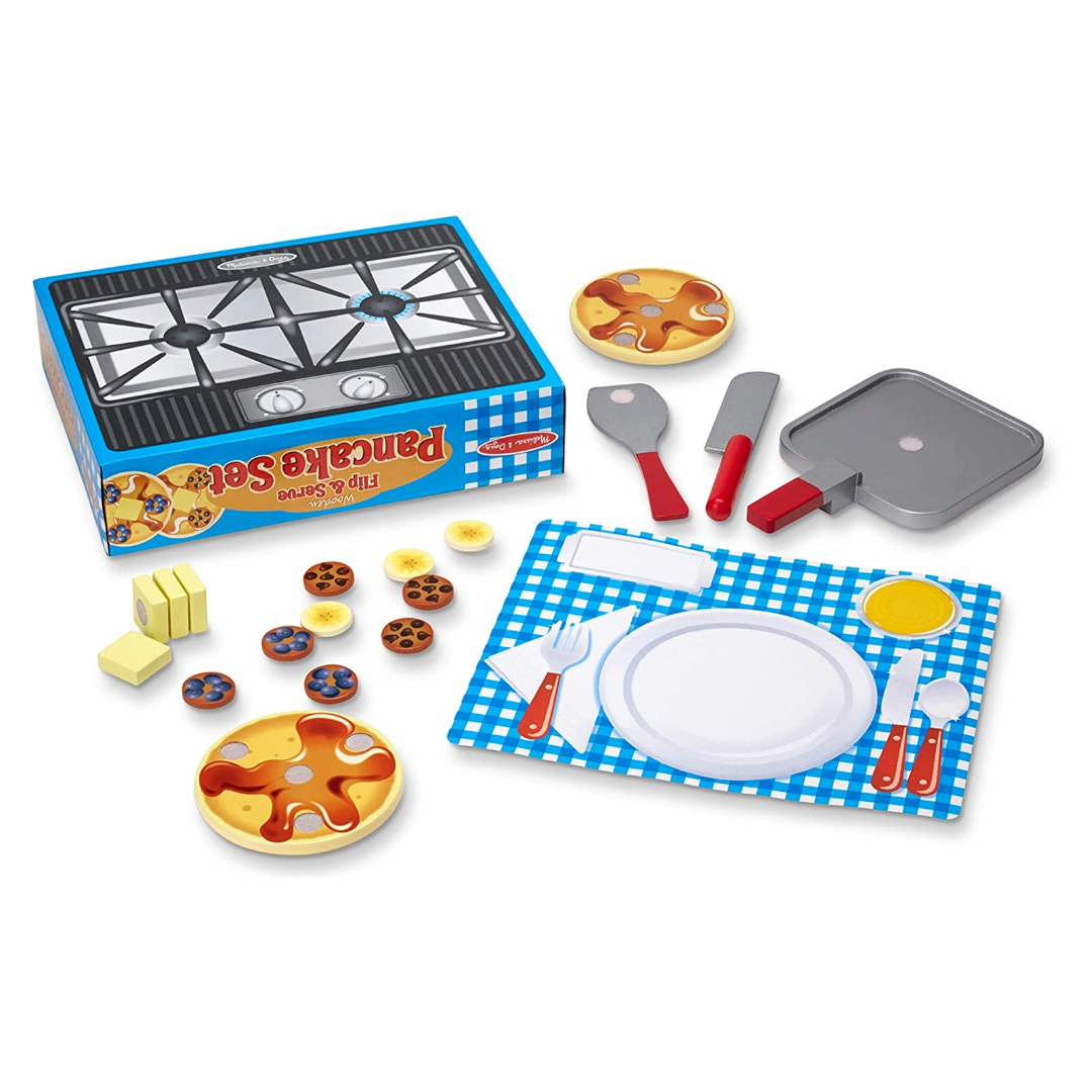 Wooden Flip and Serve Pancake Set - 19 Piece Breakfast Play Set