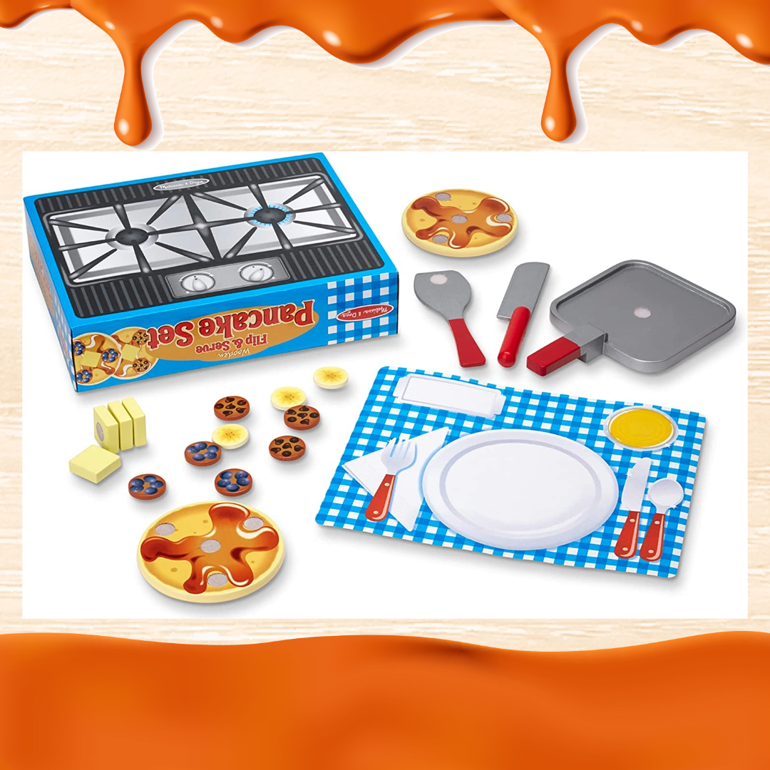 Wooden Flip and Serve Pancake Set - 19 Piece Breakfast Play Set