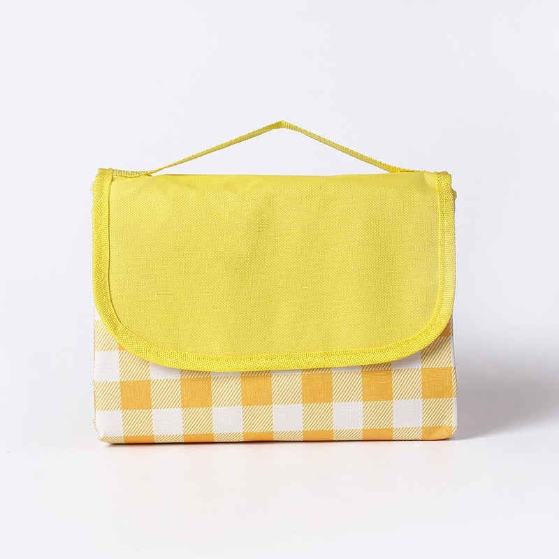 The Yellow Checkered Waterproof Picnic Blanket 150x100cm – Foldable Oxford Outdoor & Indoor Picnic Mat (Portable Carry Design)