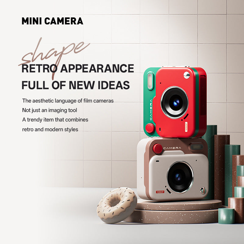 Mini Retro Digital Camera Keychain – 48MP Photos & 1080P HD Video Travel Camera with Filters & Flash (Red)